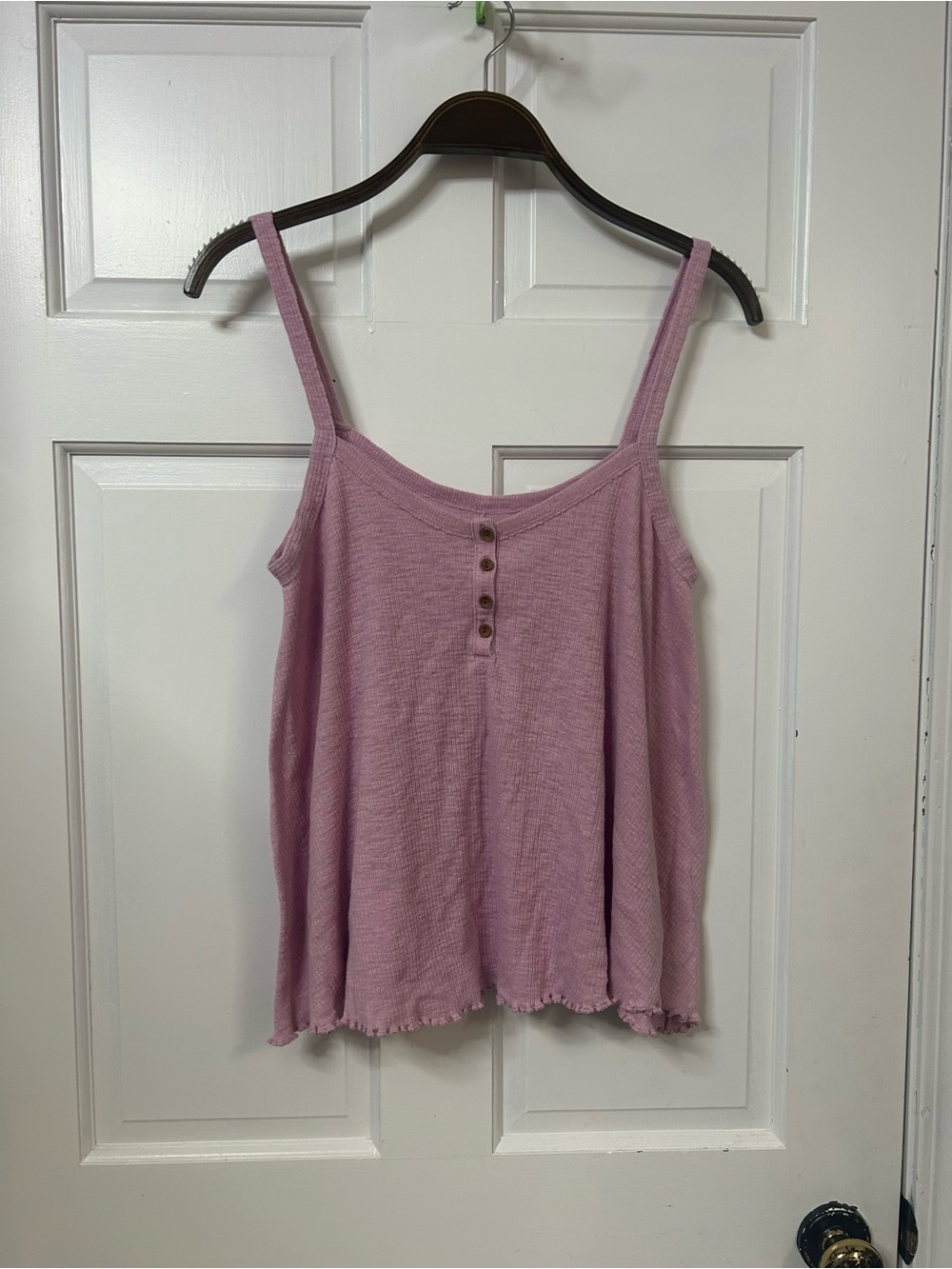 American Eagle Outfitters Mauve Ribbed Cami with Button Placket